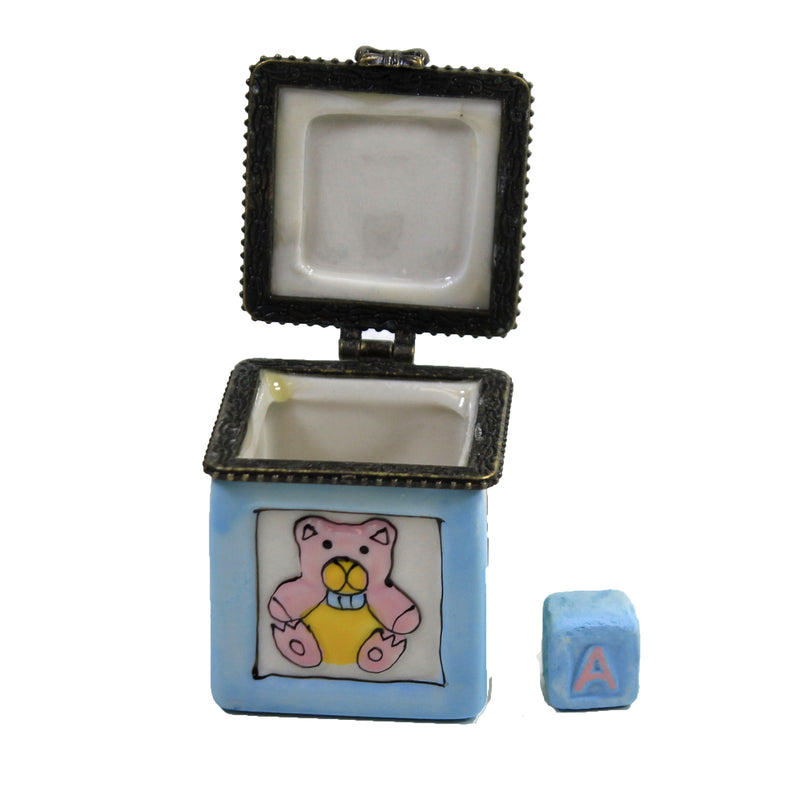Hinged Trinket Box Blue Abc Block - - SBKGifts.com