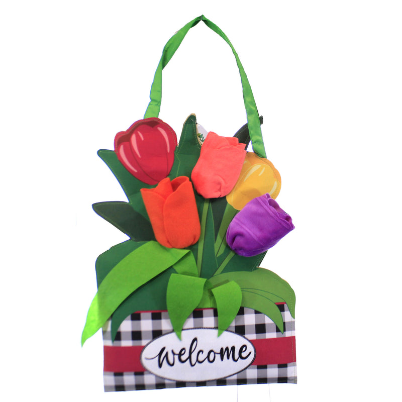 Home Decor Spring Tulips Door Decor Polyester Welcome 2Dhb1719 (49400)