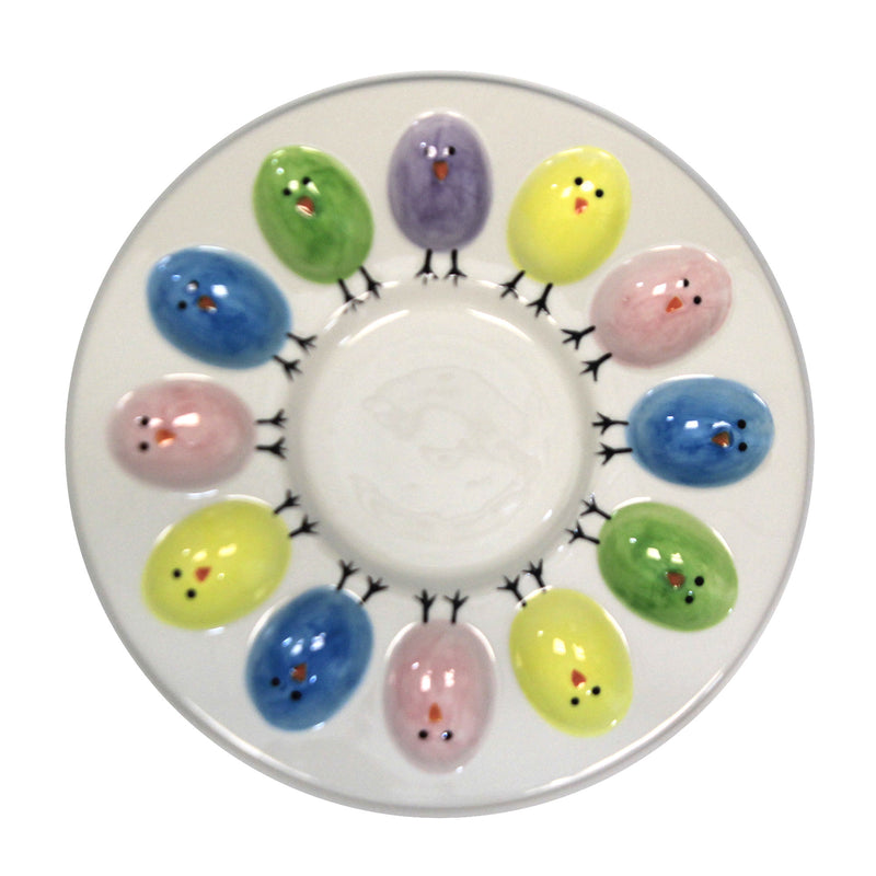 Tabletop Chick Deviled Egg Plate Ceramic Easter Serving Dish 46004099 (49421)