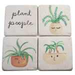 Tabletop Planter People Coaster 4 Pc Set Plants Square Cork Back Neutral Cb172738 (49445)