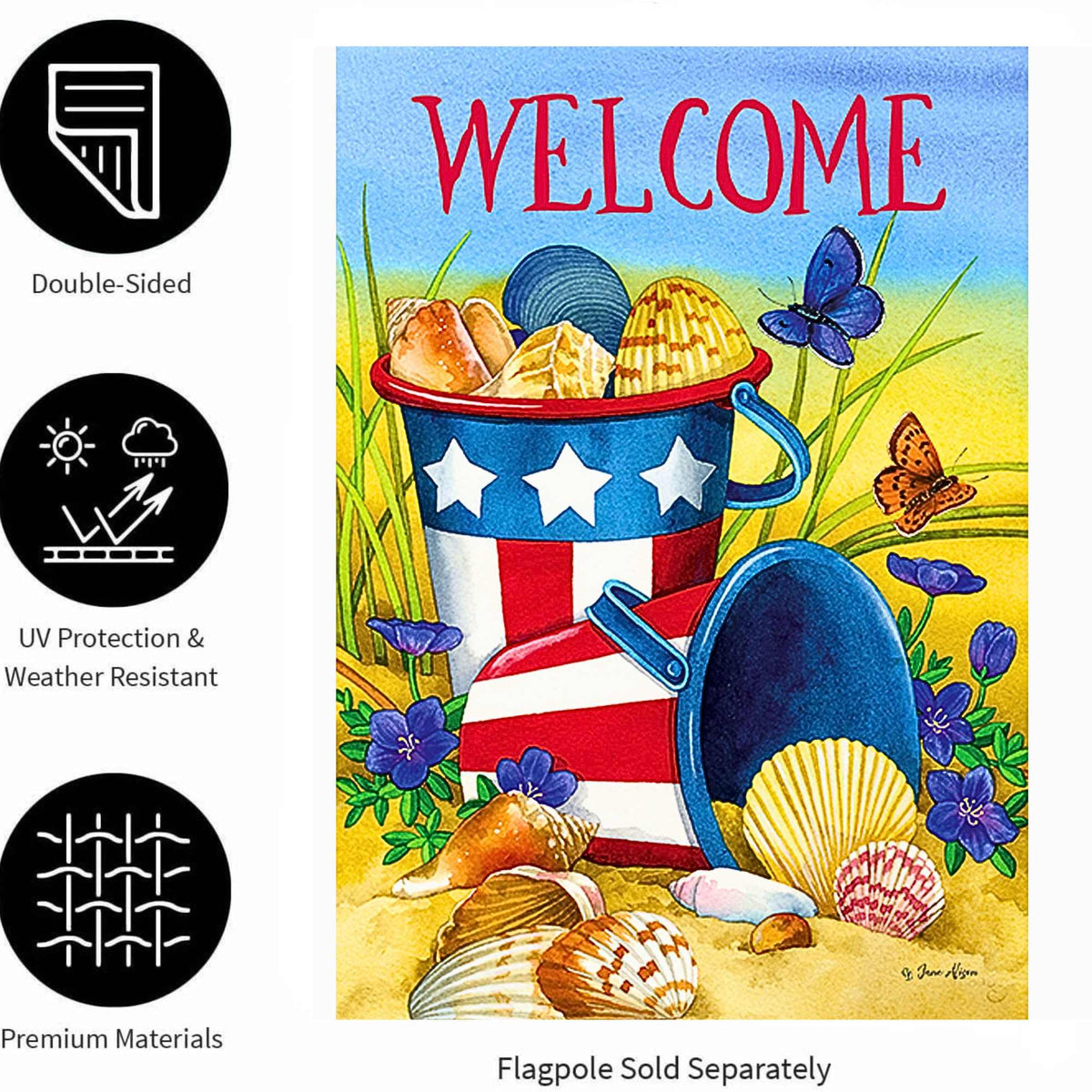 Custom Decor Beach Pails Garden Flag - - SBKGifts.com
