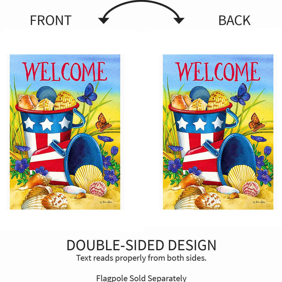 Custom Decor Beach Pails Garden Flag - - SBKGifts.com