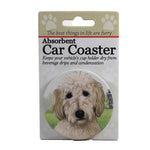Goldendoodle Car Coaster - One Car Coaster 2.5 Inch, Sandstone - Furry Friend Absorbant 231134 (49489)