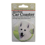 White German Shepherd Coaster - One Car Coaster 2.5 Inch, Sandstone - Abosrbant Pet Dog 23175W (49490)