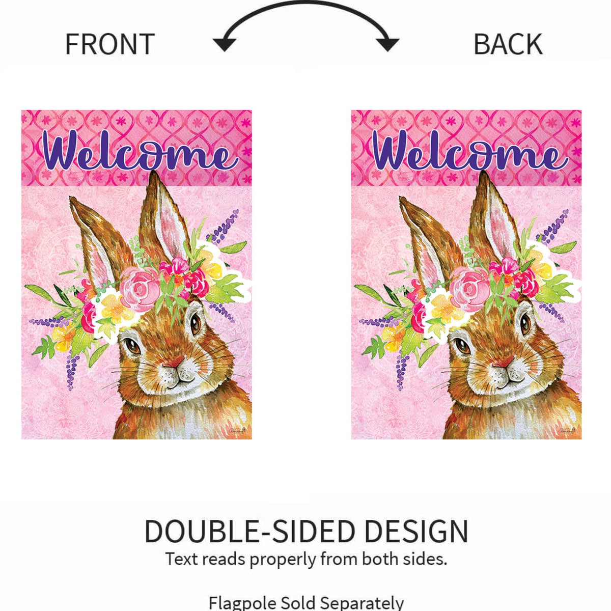 Custom Decor Bunny Wreath Garden Flag - - SBKGifts.com