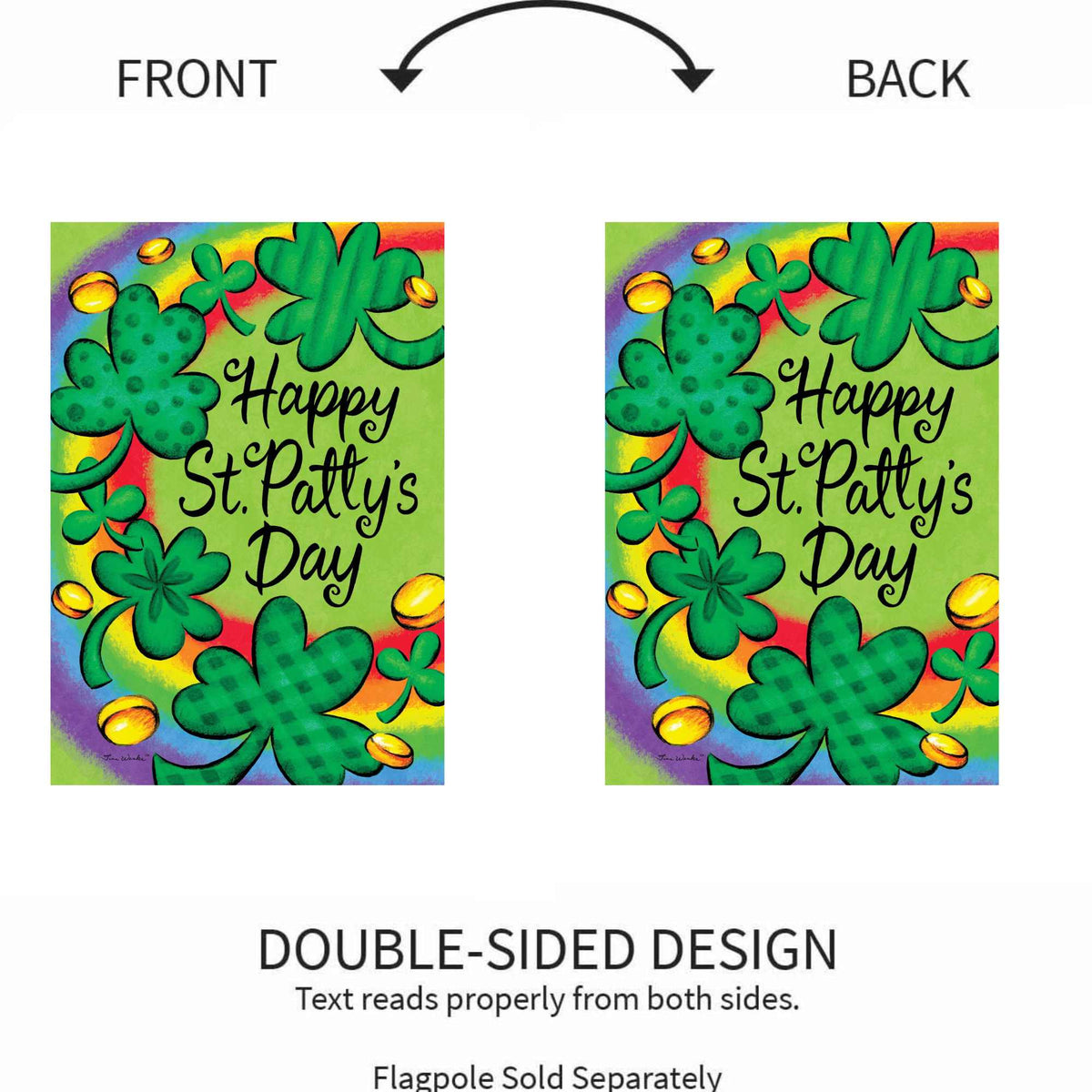 Custom Decor Clovers Rainbows Garden Flag - - SBKGifts.com