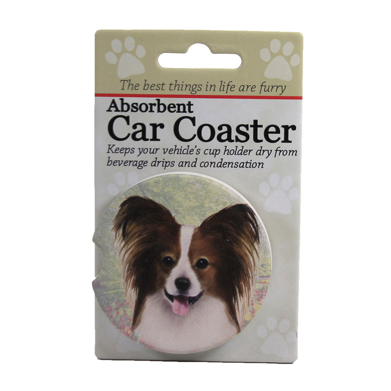 Car Coaster Papillon Car Coaster Sandstone Absorbant Pet Dog 23163 (49498)
