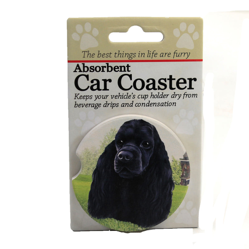 Black Cocker Spaniel Coaster - One Car Coaster 2.5 Inch, Sandstone - Absorbant Pet Dog 23178C (49505)