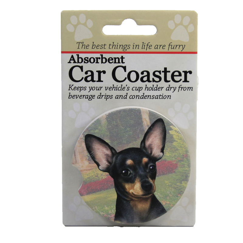 Car Coaster Black Chihuahua Car Coaster Sandstone Absorbant Pet Dog 23111 (49511)