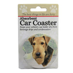 Airedale Car Coaster - One Car Coaster 2.5 Inch, Sandstone - Absorbant 23157 (49529)