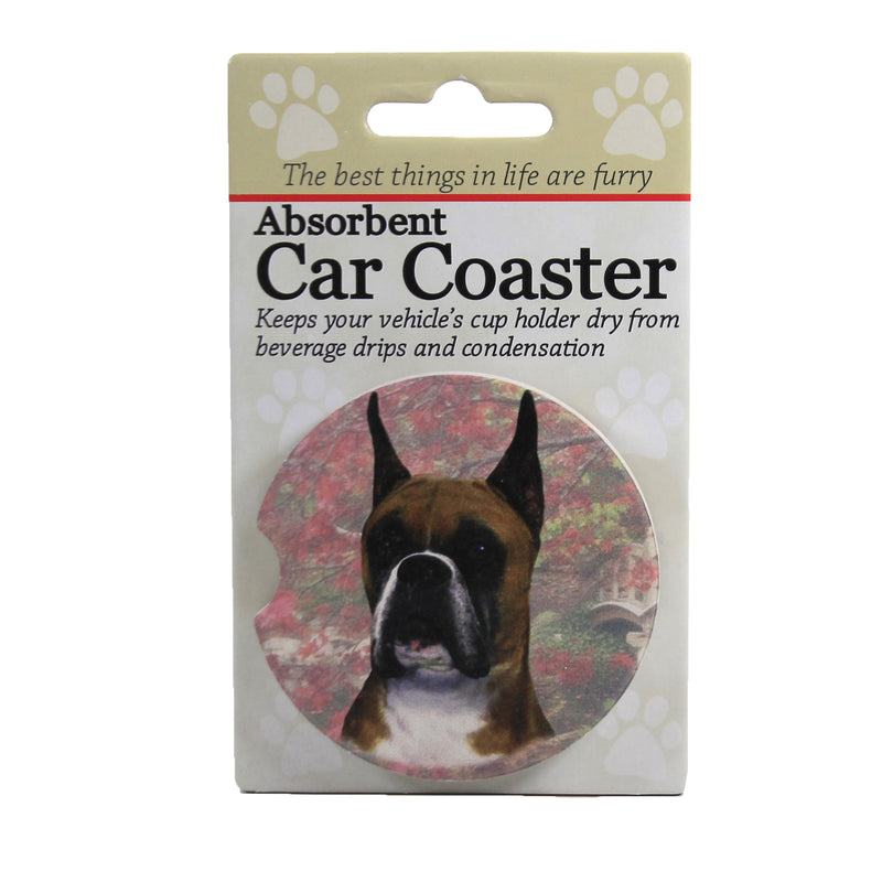 Boxer Cropped Car Coaster - One Car Coaster 2.5 Inch, Sandstone - Absorbant 2317 (49538)