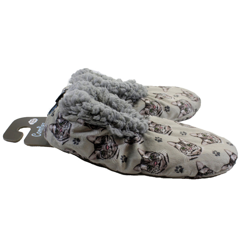 Apparel Silver Tabby Slippers - - SBKGifts.com