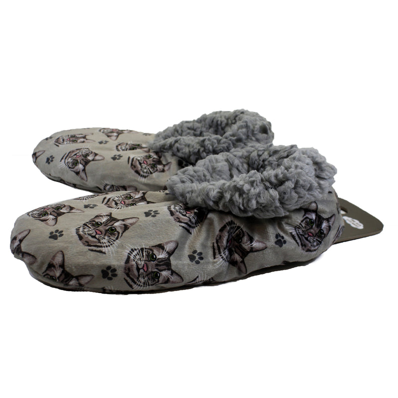 Apparel Silver Tabby Slippers - - SBKGifts.com