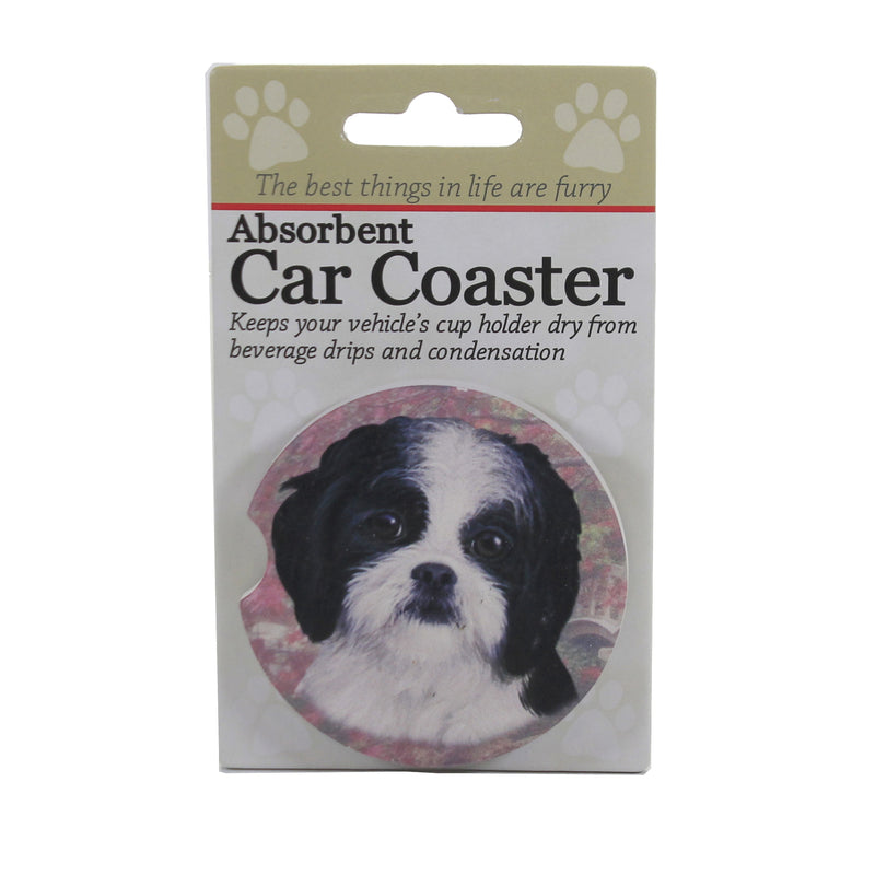 Car Coaster Shih Tzu Black & White Coaster Sandstone Absorbant 23187B