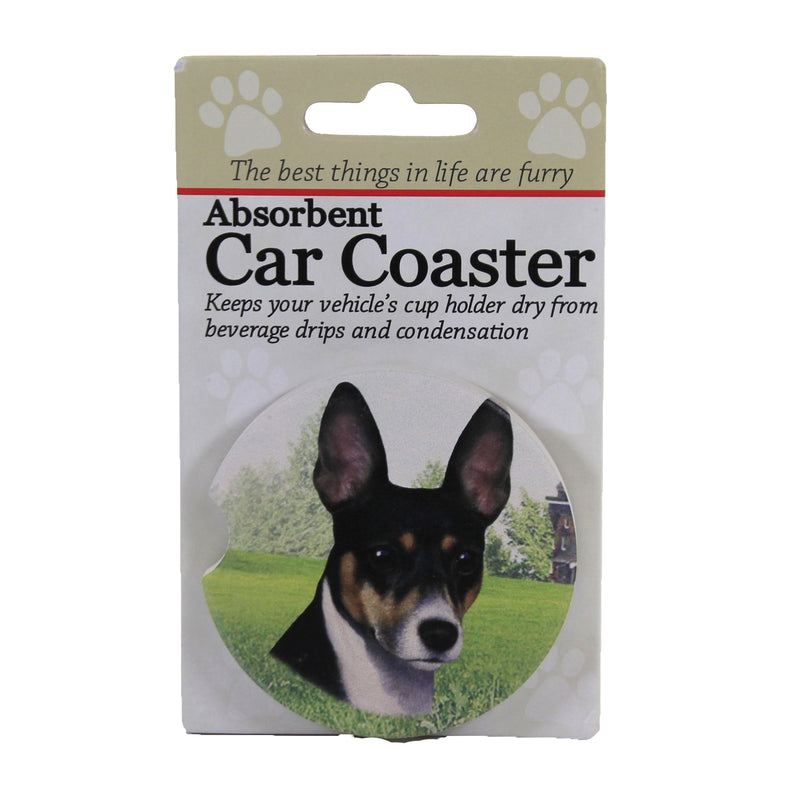 Rat Terrier Car Coaster - One Car Coaster 2.5 Inch, Sandstone - Absorbent 23192 (49602)