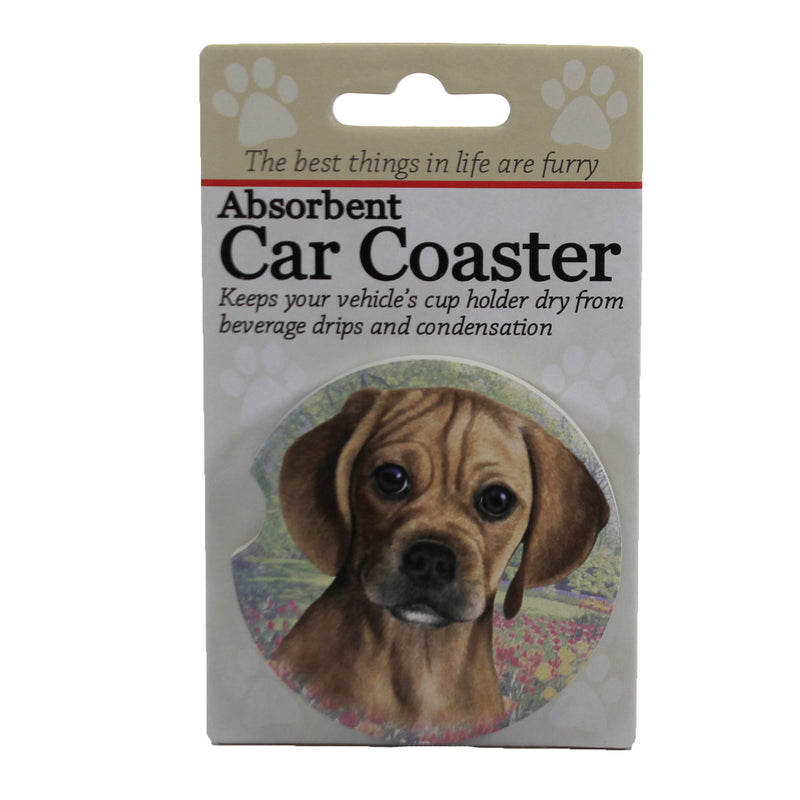 Puggle Car Coaster - One Car Coaster 2.5 Inch, Sandstone - Absorbent 231122 (49604)