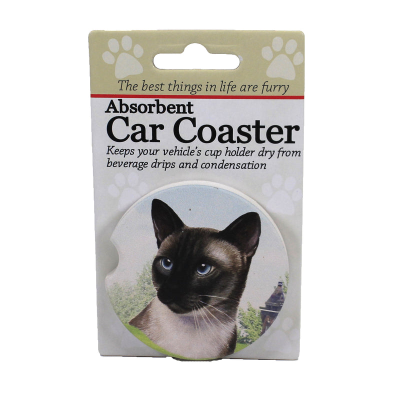 Siamese Cat Coaster - One Car Coaster 2.5 Inch, Sandstone - Absorbent 2327 (49607)