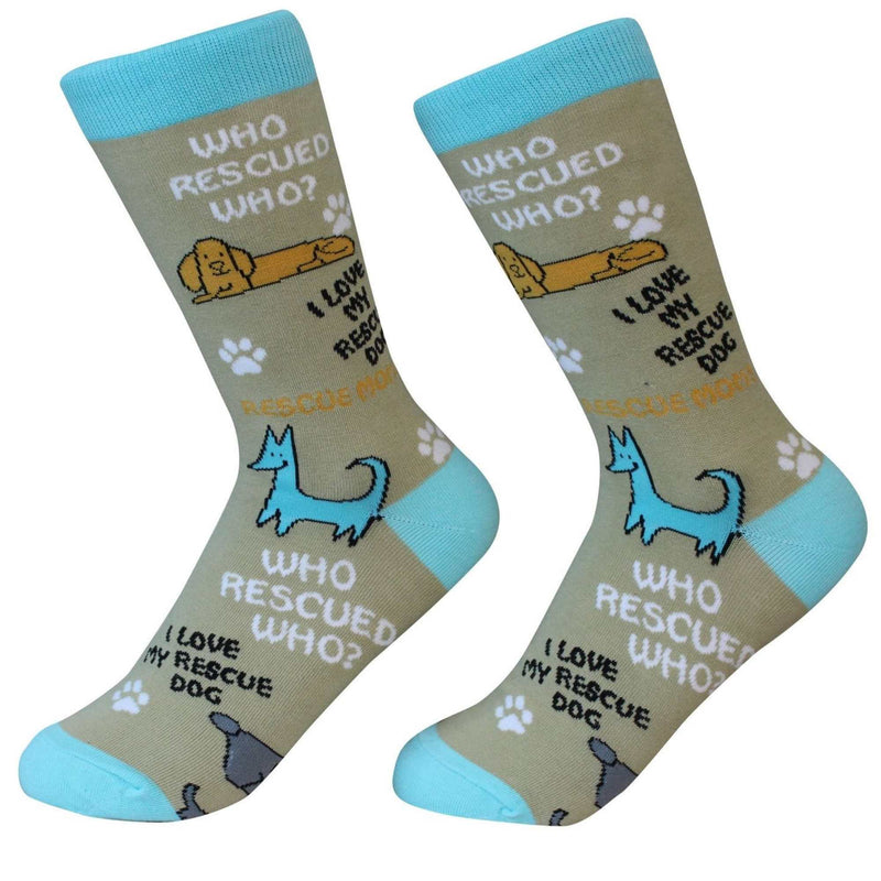 Novelty Socks Who Rescued Who Socks Cotton Premium Quality Socks 800188 (49654)