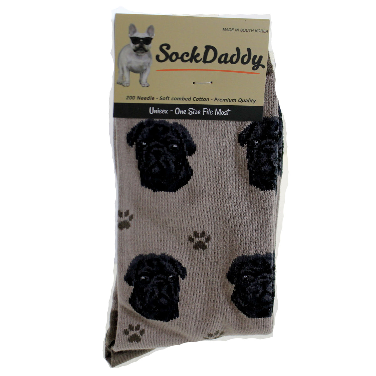 (49697) Black Pug Sock Daddy Socks