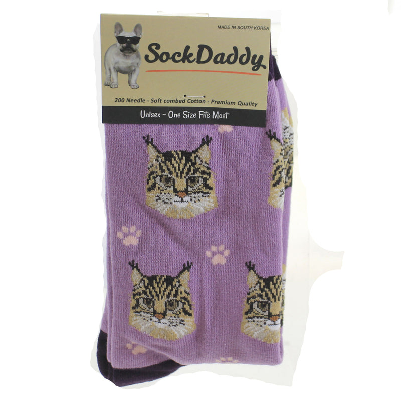 Maine Coon Cat Sock Daddy Socks - One Pair Of Socks 14.0 Inch, Cotton - Premium Quality 8016 (49704)