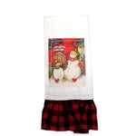 Sledding Snowmen Tea Towel - One Towel 28 Inch, Cotton - Christmas Red Birds Cooking 76212 (49710)