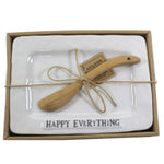 Happy Everything Plate - One Serving Dish 6.5 Inch, Ceramic - Party Dips Gathering Spreader 79176 (49722)