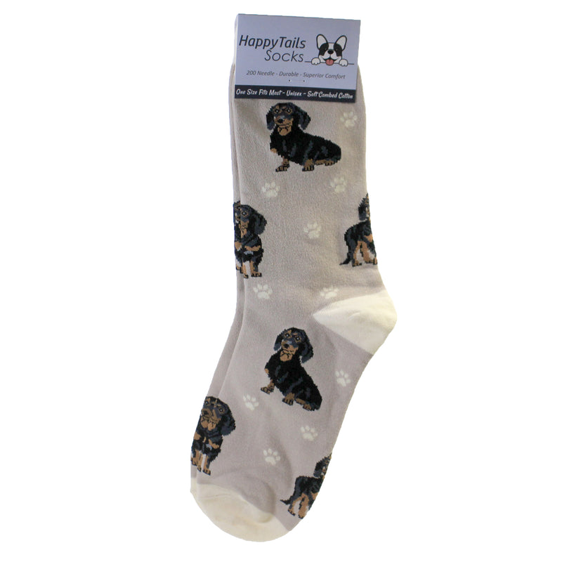 Novelty Socks Black Daschund Happy Tails Sock Cotton Premium Quality 800Fb14 (49761)