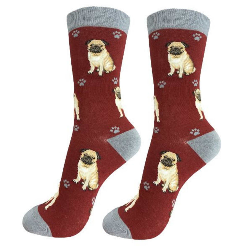 Novelty Socks Pug Happy Tails Socks. Cotton Premium Quality Soft 800Fb31 (49774)