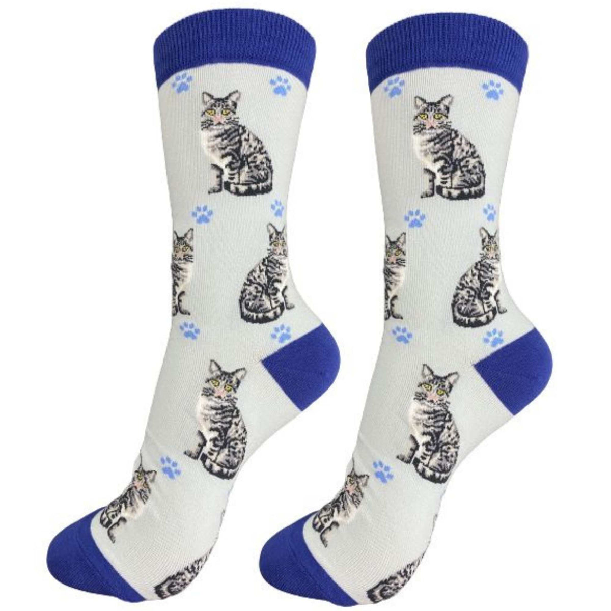 (49781) Silver Tabby Happy Tails Socks
