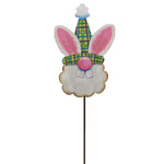 Easter Bunny Gnome Garden Stake Metal Holiday Bunny Face E21036 (49792)