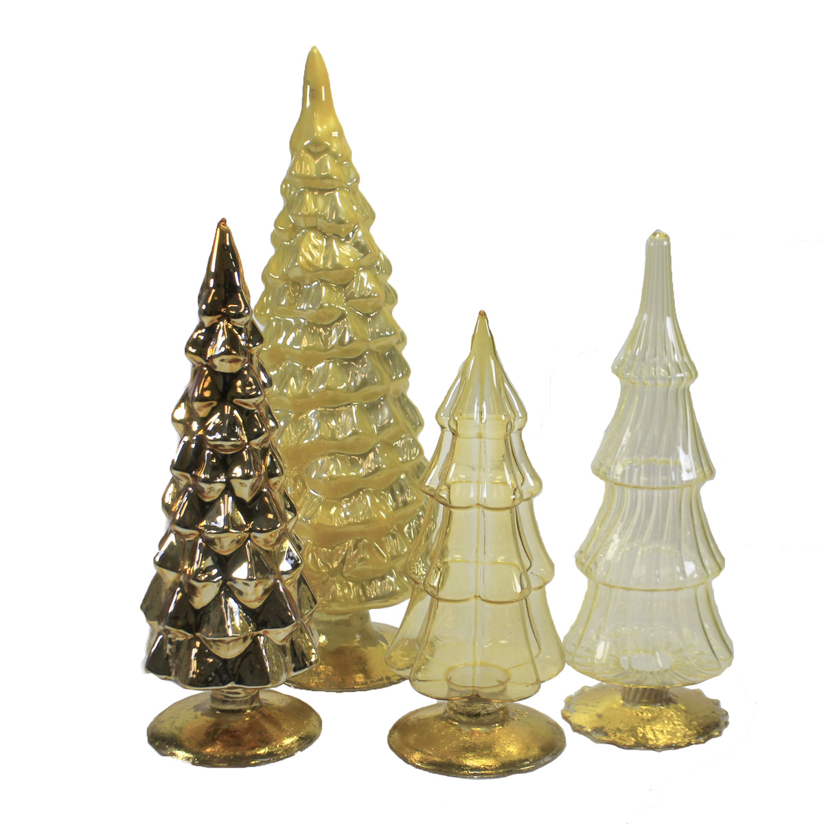 49827 Yellow Holiday Glass Trees 4PCYELLOWGLASSTREES