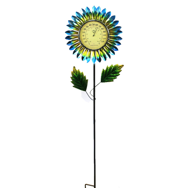 Home & Garden Blue Daisy Thermometer Stake Fanheit Celsius Temperature 12710