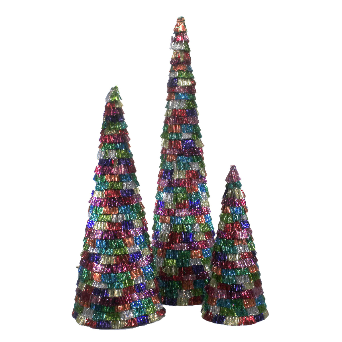 49890 Mardi Gras Tinsel Trees Set / 3 MS6510