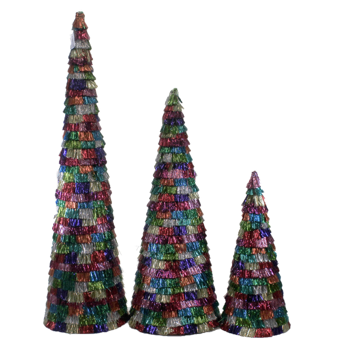 Christmas Mardi Gras Tinsel Trees Set / 3 - - SBKGifts.com