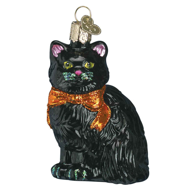 Old World Christmas 3.5 Inches Halloween Kitty Glass Black Cat Spooky 26033