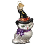 Old World Christmas 3.25 Inches Tall  Witch Kitten Glass Halloween Black Hat 26089 (49933)