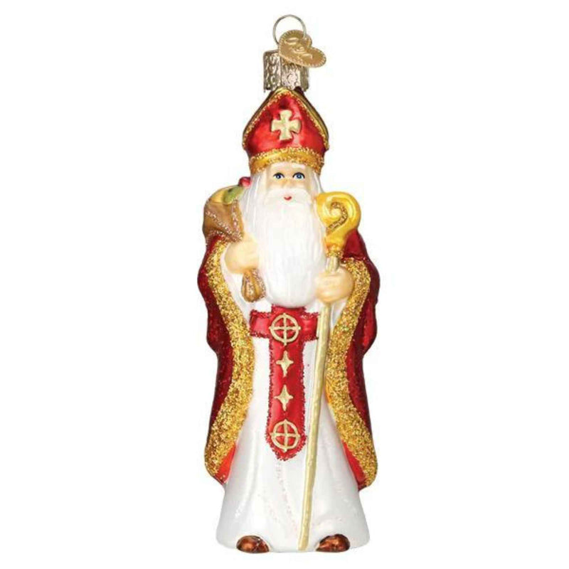 Old World Christmas St. Nicholas - One Glass Ornament 5 Inch, Glass - Bishop Kind Benevolent 40317 (49946)