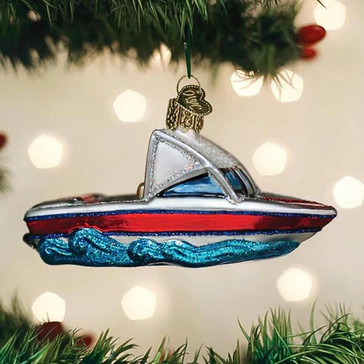 Old World Christmas Ski Boat - - SBKGifts.com
