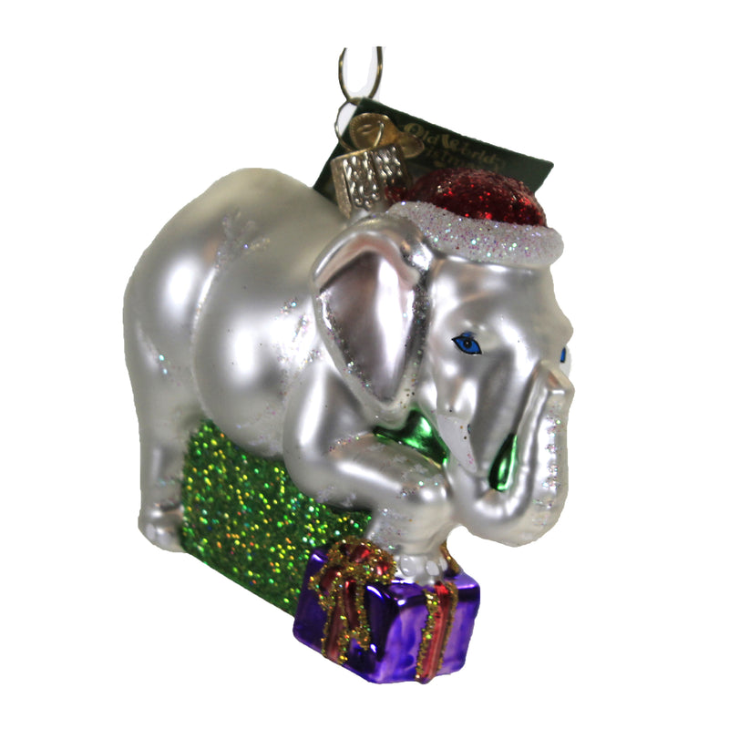 Old World Christmas White Elephant Glass Santa Hat Gifts 12592