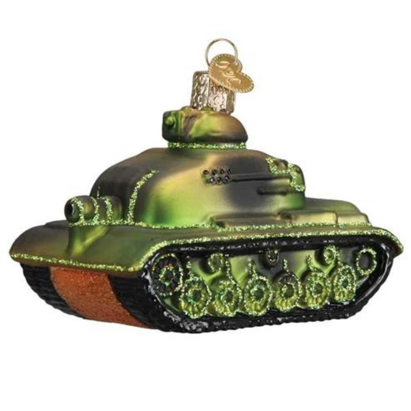 Old World Christmas Military Tank - One Ornament 2.75 Inch, Glass - Front Line Combat 46097 (49995)