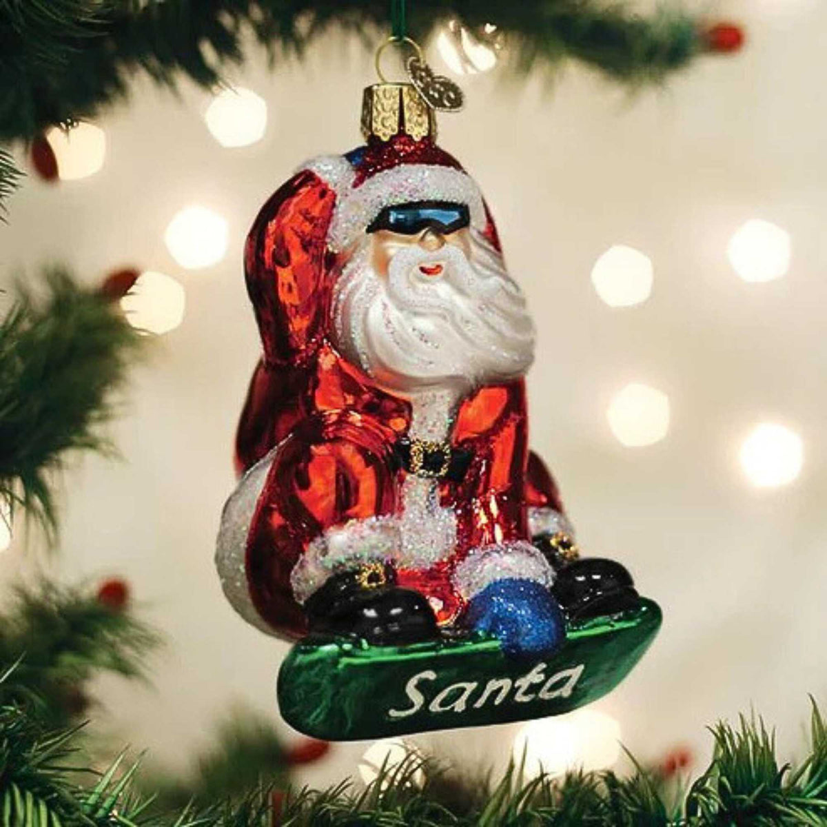 Old World Christmas Snowboarding Santa - - SBKGifts.com