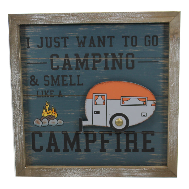 Camping Campfire Sign - One Sign 12.5 Inch, Wood - Wood Rustic Vacation 50582036 (50017)