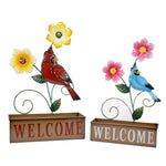 Home & Garden Welcome Flower Planters Set/2 Cardinal Blue Bird 31835584 Set/2 (50020)