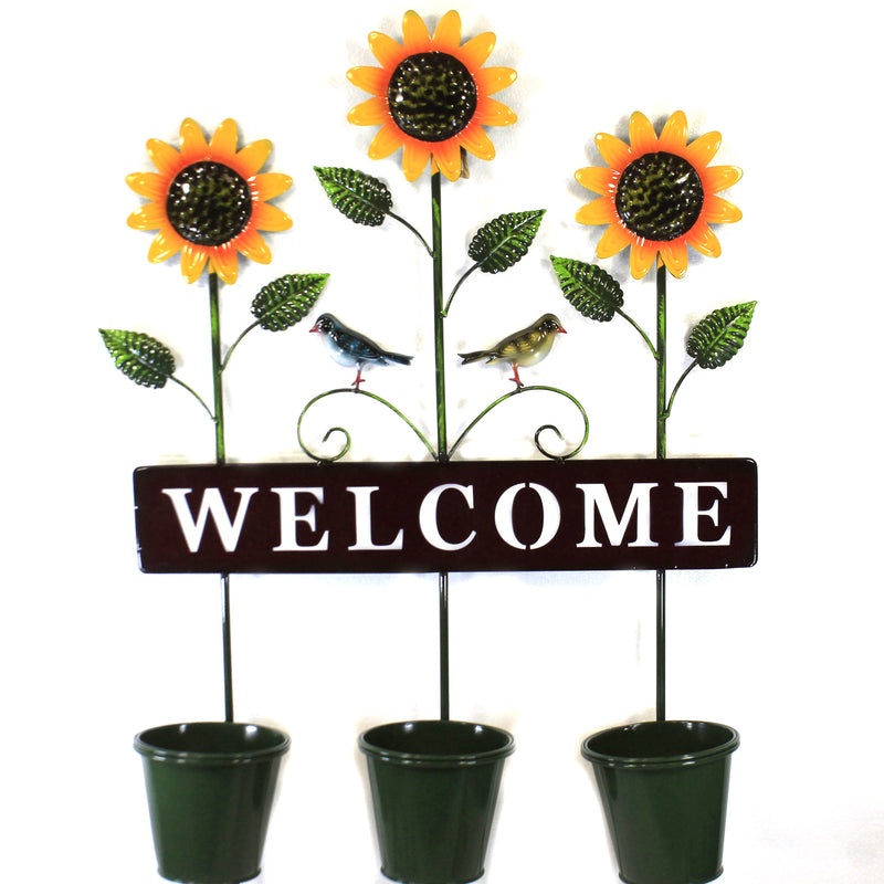 Home & Garden Sunflower Welcome W/Pots Metal Planter Birds Yard Decor 31835517 (50046)
