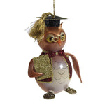 De Carlini Italian Ornaments Graduate Owl - 1 Glass Ornament 4.5 Inch, Glass - Ornament Graduation Diploma A2094 (50155)