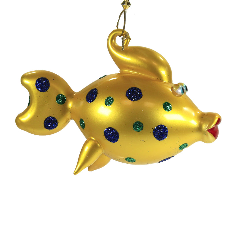 De Carlini Italian Ornaments Kissing Fish - 1 Glass Ornament 3 Inch, Glass - Ornament Ocean Sea Blow A5153 (50166)