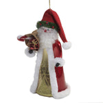 De Carlini Italian Ornaments Santa With Beige Santa Sack - 1 Glass Ornament 7.25 Inch, Glass - Ornament Traditional Christmas Bn436 (50169)