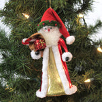 De Carlini Italian Ornaments Santa With Beige Santa Sack - - SBKGifts.com
