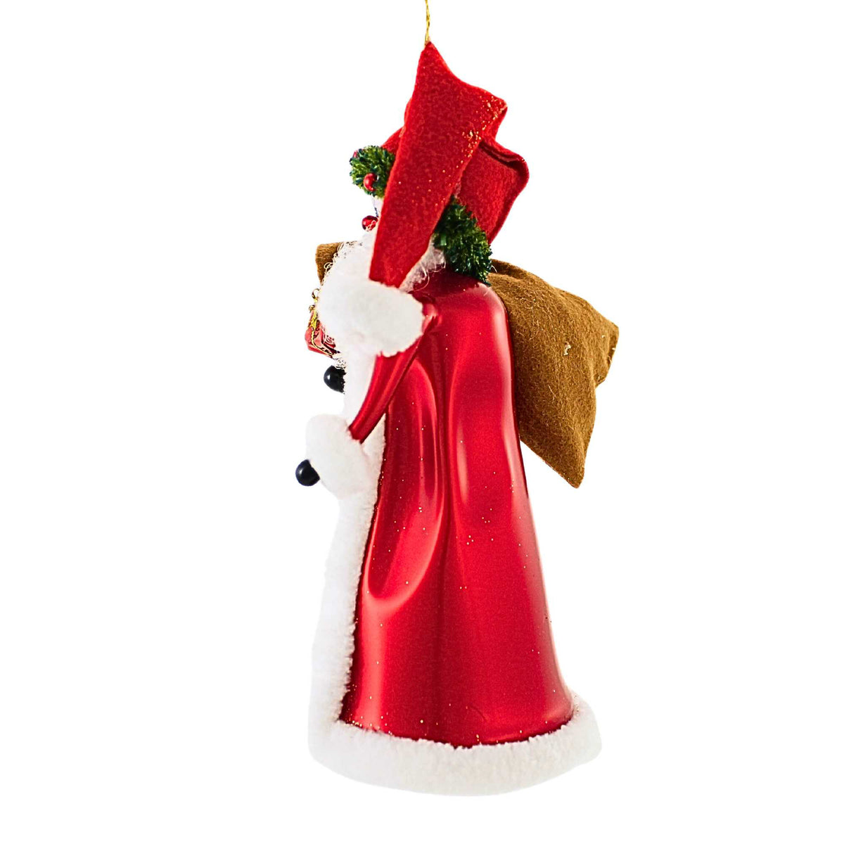 De Carlini Italian Ornaments Santa With Beige Santa Sack - - SBKGifts.com