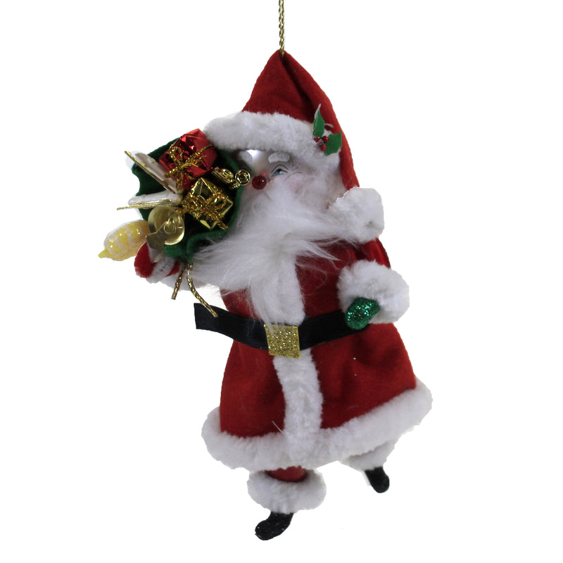 De Carlini Traditional Santa & Gift Sack Glass Ornament Christmas Claus Bn460